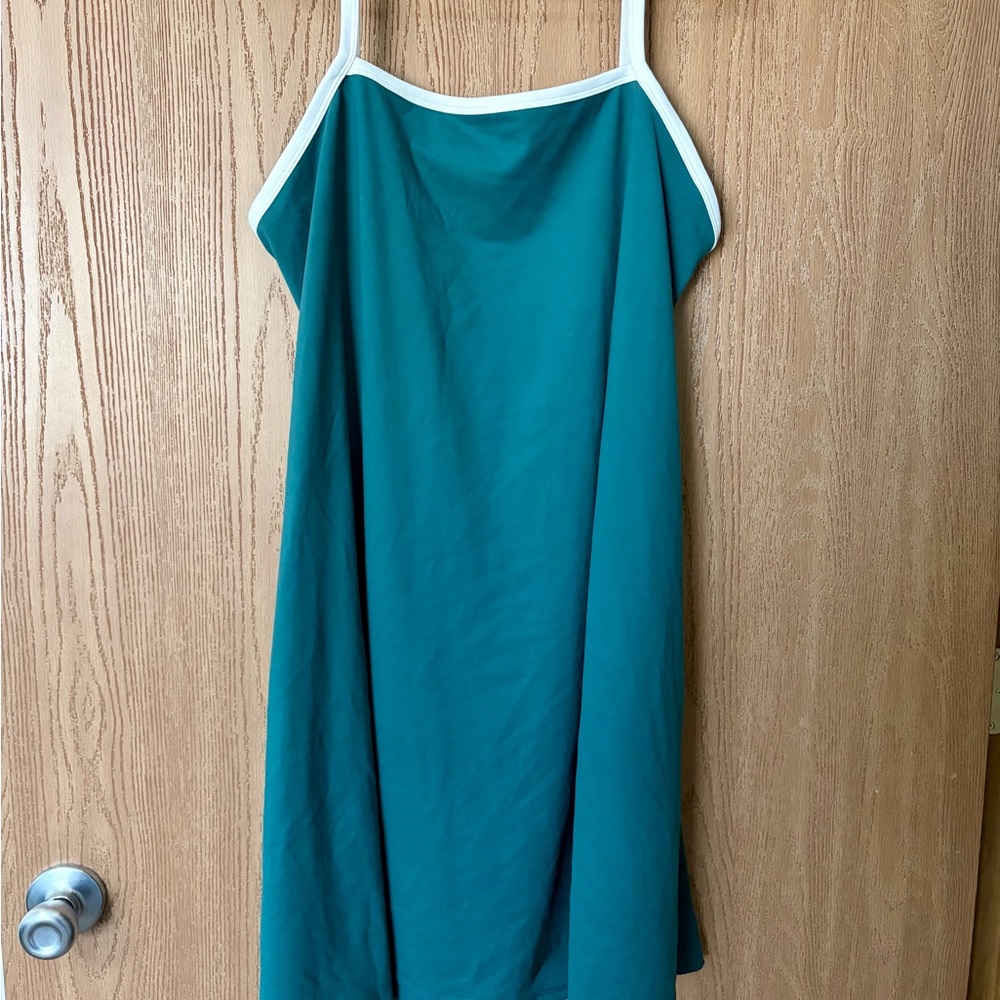Wild Fable Dark Green/Teal Athletic Dress with White Straps